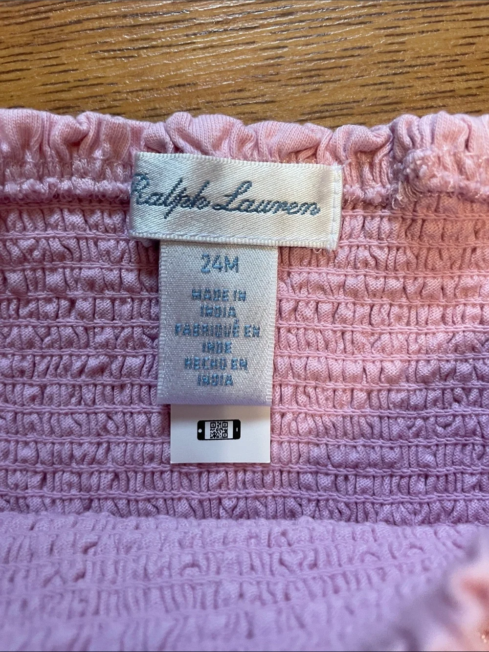 Ralph Lauren Light Pink Smocked Cotton Sundress for Girls 24M